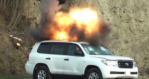 Armored vehicle survives roof blast explosion during testing 2