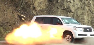 Armored vehicle survives mine type explosion during testing