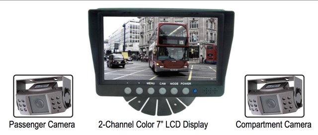 Low cost LCD passenger compartment vehicle camera system LCD display, for passenger safety monitoring camera application SiteVer