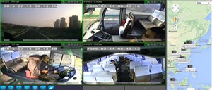 SD4C Live View fleet driver video streaming public transit bus surveillance camera system Quad view with map 2 copy