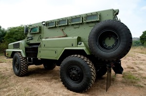 V Green 2MP Armored Personnel Carrier specialty vehicle for explosion resistant and ballistic protection